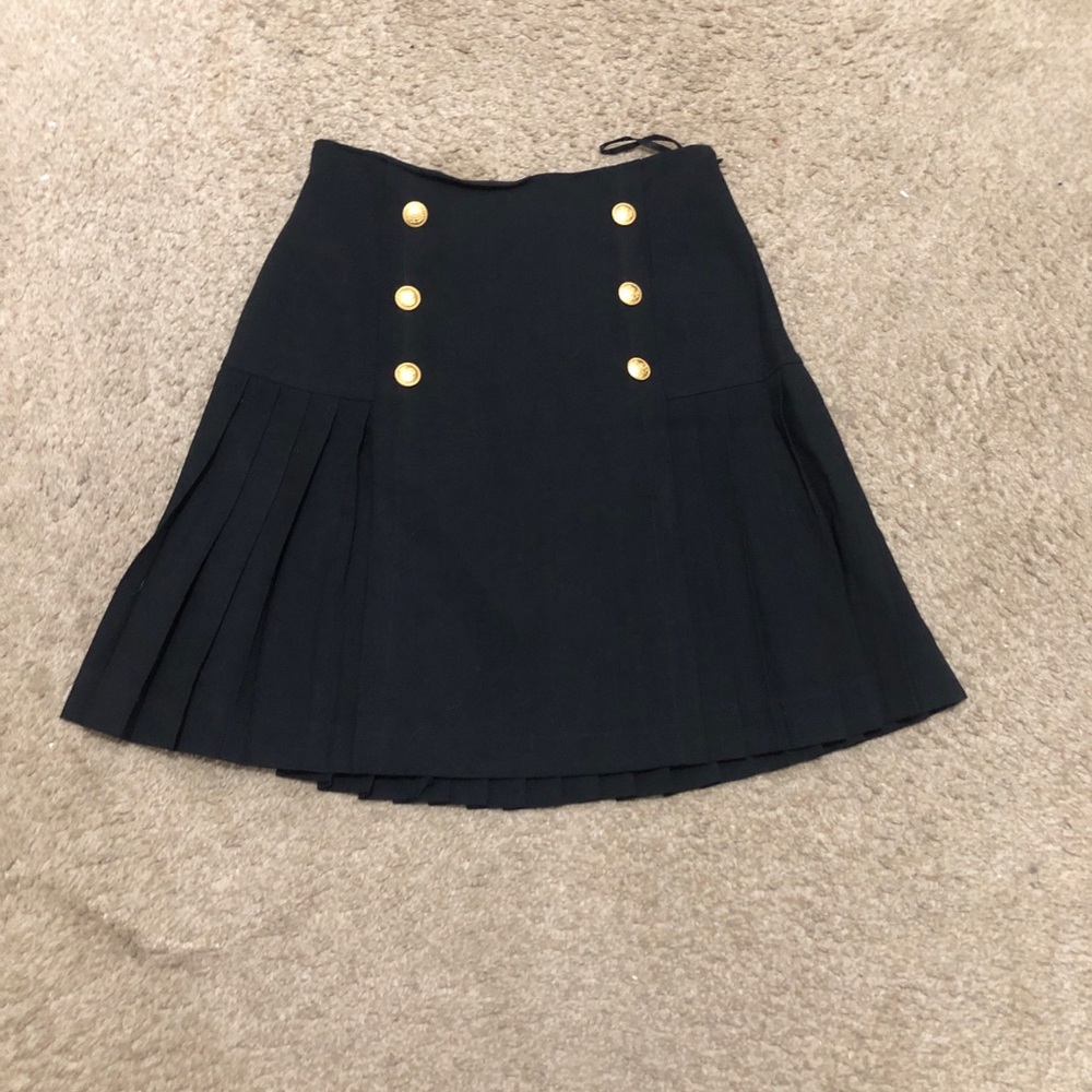 classiques entier pure wool black a-line pleated skirt double breast gold 10 - Picture 2 of 12